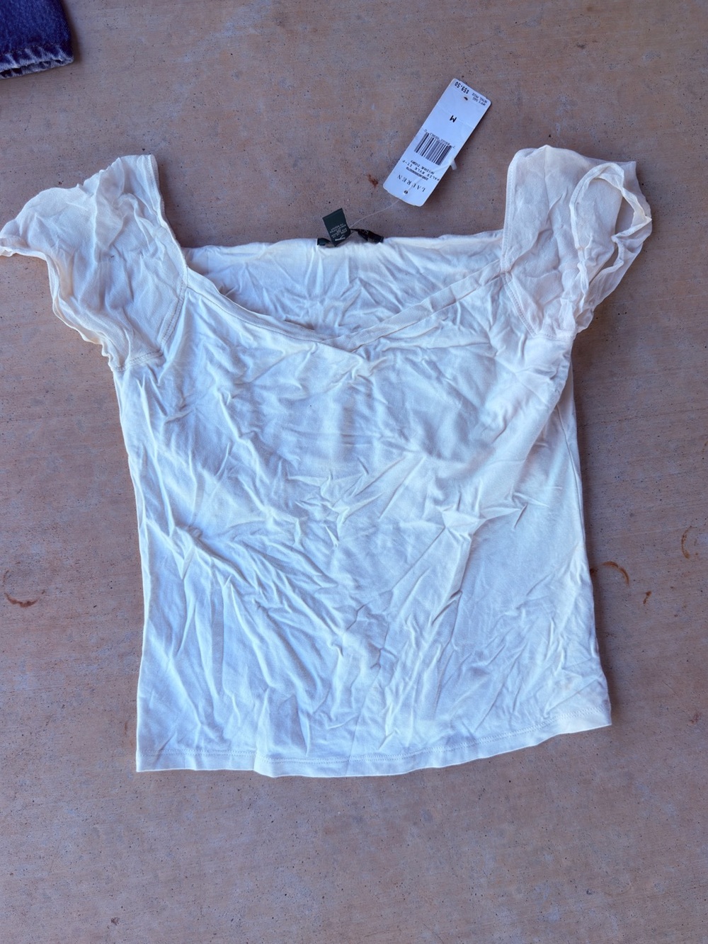 Ralph Lauren M cream cap sleeve top